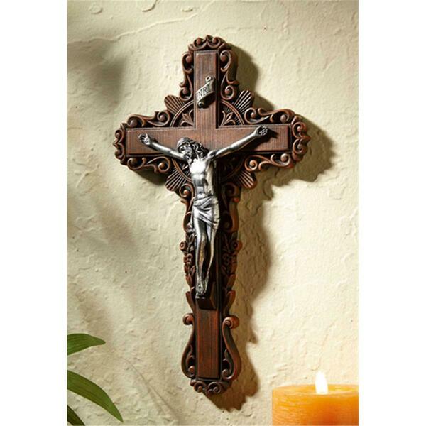 Cb Catholic 10 in. Calvary Golden Crucifix Figurine WC065
